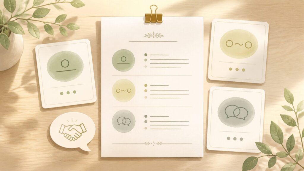 料金表と見積もりの3つの見せ方を表すイラスト